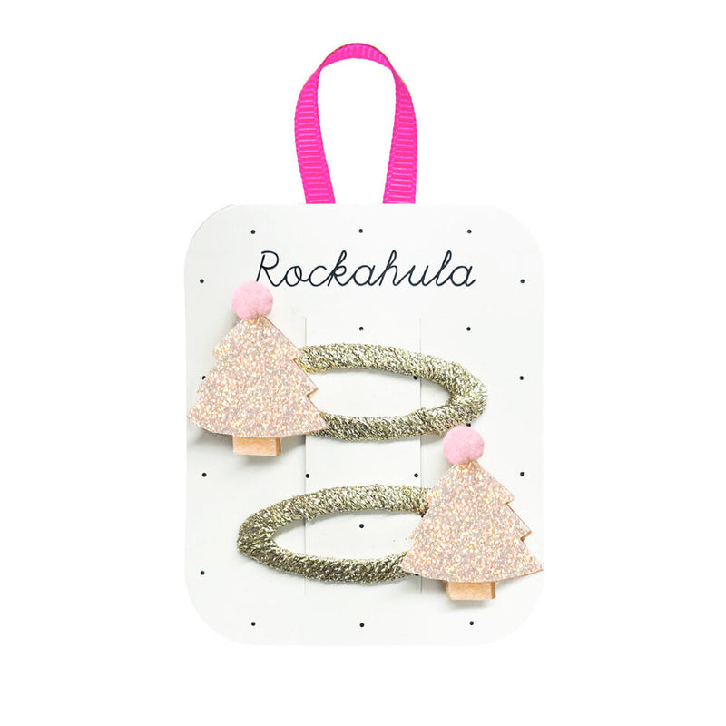 rockahula kids - Hair Accessories, Hair Clips - Frosted Shimmer Xmas Tree - swanky boutique malta