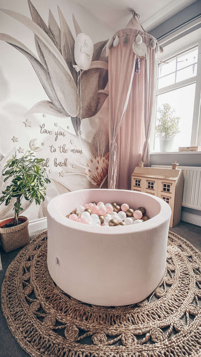 Ball Pit Incl 200 Balls - Velvet Light Pink (90x40cm)