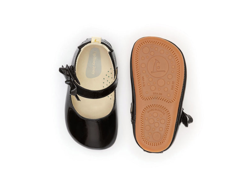 tip toey joey - Mary Jane Shoes, Toddler First Steps (Leather) - Patent Black - swanky boutique malta