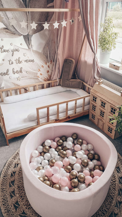 Ball Pit Incl 200 Balls - Velvet Light Pink (90x40cm)