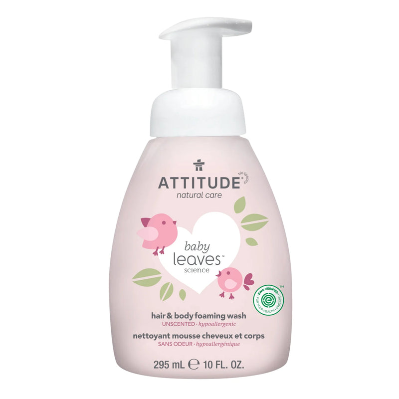 Attitude - Hair and Body Foaming Wash 2 in 1 Baby Leaves Fragrance Free 295ml - Swanky Boutique