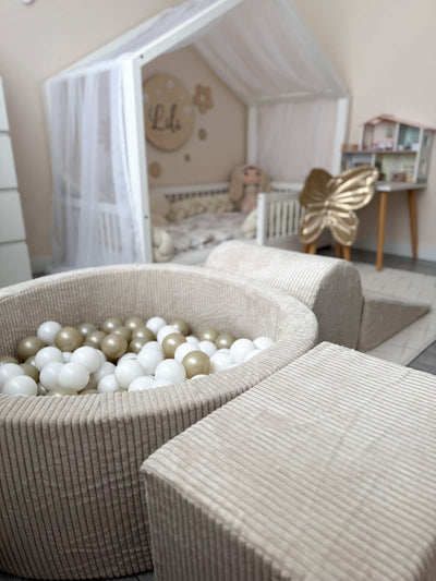 Ball Pit Incl 200 Balls - Corduroy Beige (90x40cm)