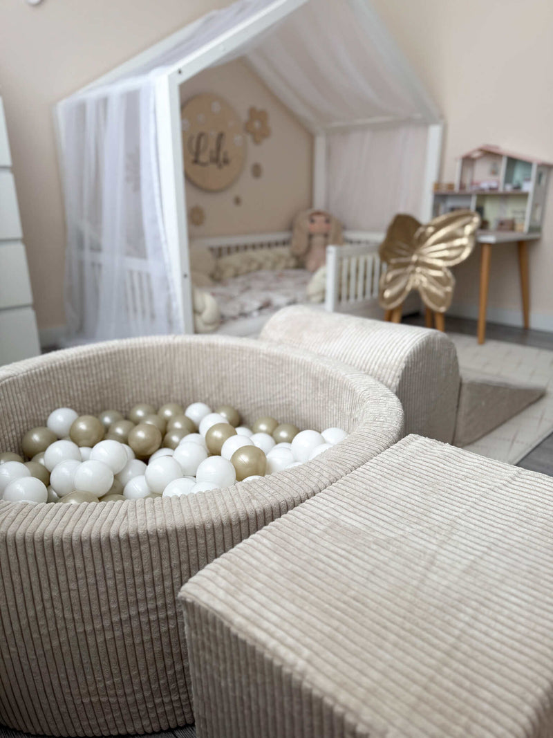 Ball Pit Incl 200 Balls - Corduroy Beige (90x40cm)