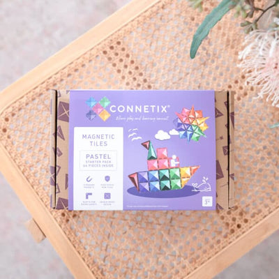 Connetix - Magnetic Tiles Pastel Rainbow Starter Pack 64 Pieces - Swanky Boutique