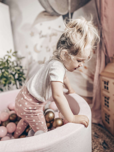 Ball Pit Incl 200 Balls - Velvet Light Pink (90x40cm)