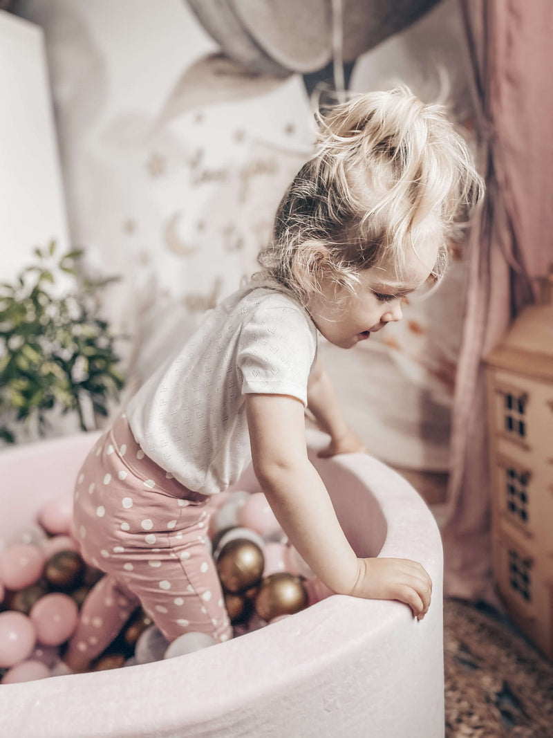 Ball Pit Incl 200 Balls - Velvet Light Pink (90x40cm)