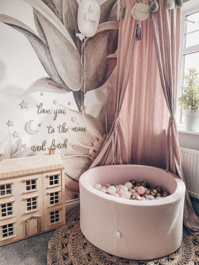 Ball Pit Incl 200 Balls - Velvet Light Pink (90x40cm)