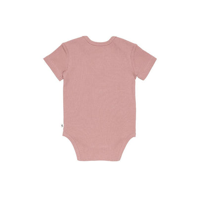 Little Dutch - Bodysuit Short Sleeves Organic Cotton Ribbed Vintage Pink - Swanky Boutique