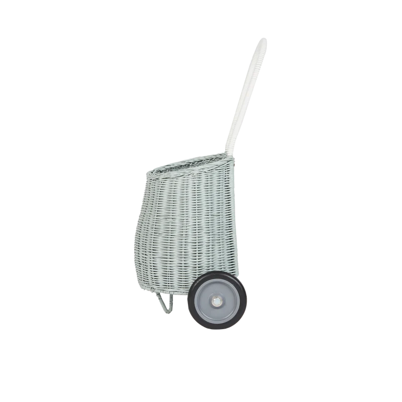 Basket on wheels, Luggy - Rattan Vintage Blue