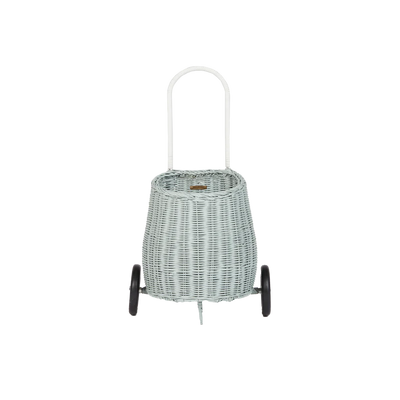 Basket on wheels, Luggy - Rattan Vintage Blue