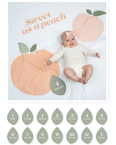 lulujo - First Year Kit - Milestone Swaddle + 14 Cards - 'Sweet as a Peach' - swanky boutique malta