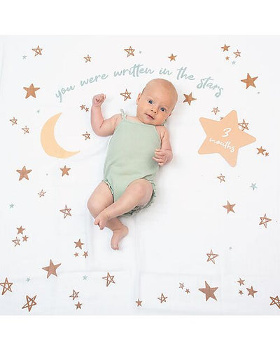 lulujo - First Year Kit - Milestone Swaddle + 14 Cards - 'Written in The Stars' - swanky boutique malta