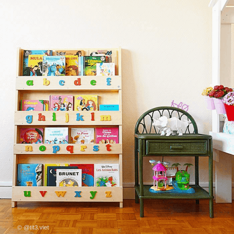 tidy books -Bookcase - Natural with Multi-Coloured Alphabet - swanky boutique malta