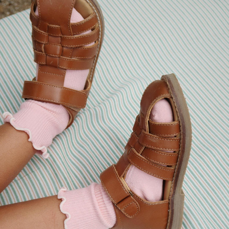 Konges Sloejd- Rib Frill Socks,2 Pack - Rose/Off White- Swanky Boutique Malta 