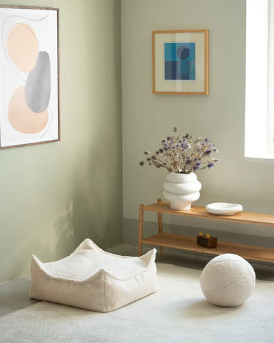 wigiwama Cream White Square Ottoman - Swanky Boutique Malta