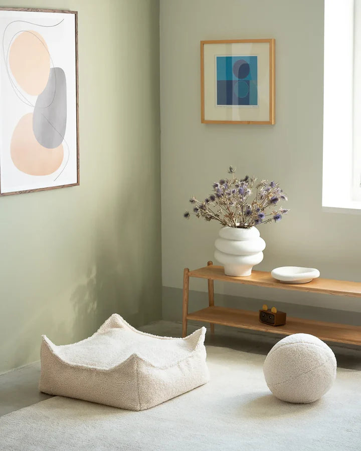 wigiwama Cream White Square Ottoman - Swanky Boutique Malta