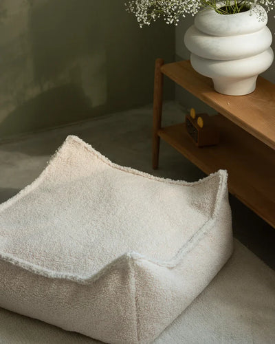 wigiwama Cream White Square Ottoman - Swanky Boutique Malta