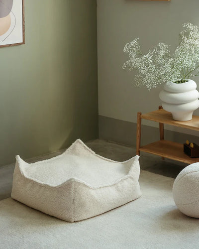 wigiwama Cream White Square Ottoman - Swanky Boutique Malta