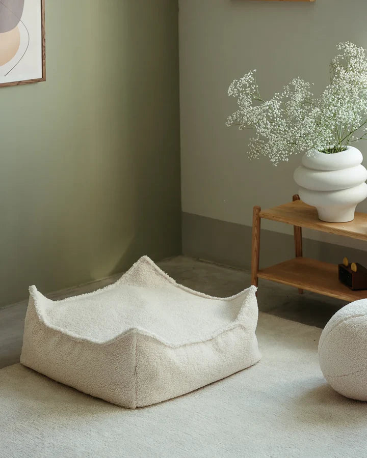 wigiwama Cream White Square Ottoman - Swanky Boutique Malta