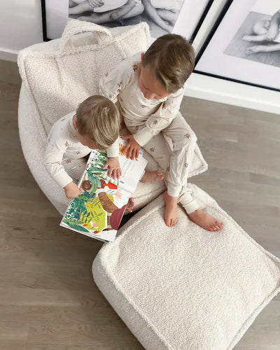 wigiwama Cream White Square Ottoman - Swanky Boutique Malta