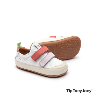 tip toey joey - Sneakers, Toddler First Steps (Leather) - White/ Lavender/ Coral - swanky boutique malta