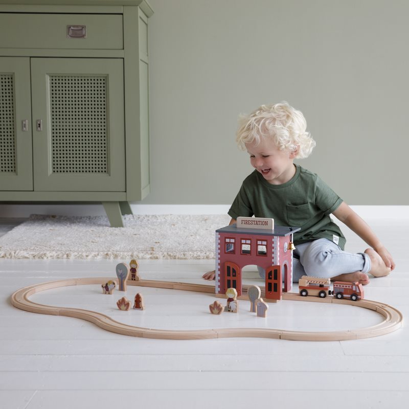 Little Dutch - Train Set Railway Extension Fire Station - Swanky Boutique