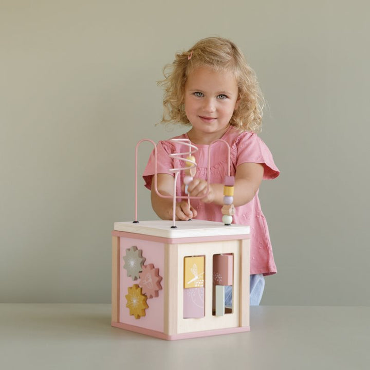 Pink wooden activity cube shop