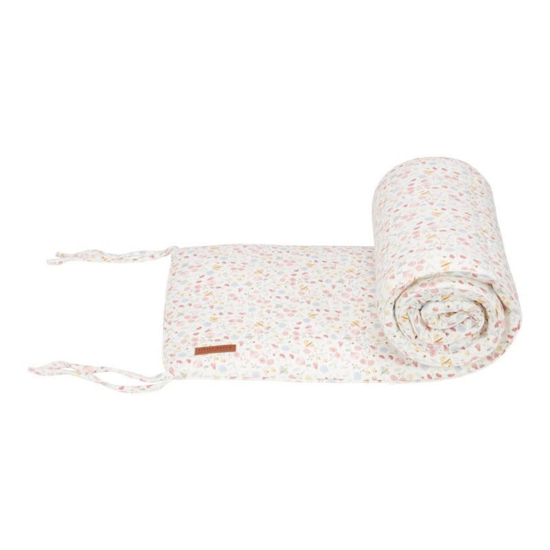 Cot Bumper, Padded Cotton - Flowers & Butterflies