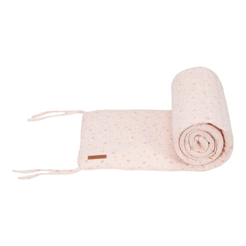 Cot Bumper, Padded Cotton - Little Pink Flowers