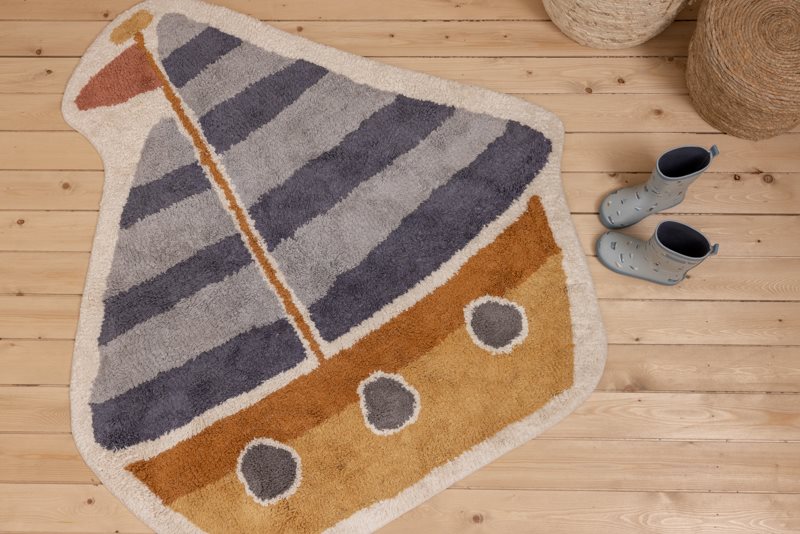 Little Dutch - Rug Boat Shape Blue 105x120cm - Swanky Boutique