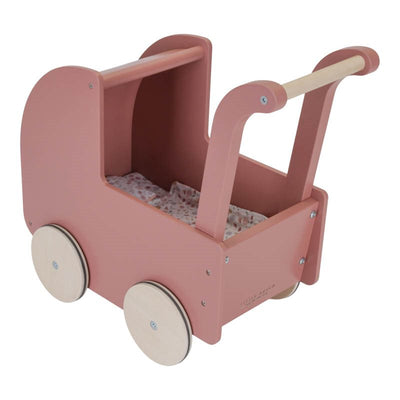 Little Dutch - Dolls Pram Wooden Flowers & Butterflies Pink - Swanky Boutique