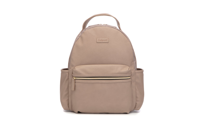 Changing Bag, Lola Vegan Leather Backpack - Almond Beige