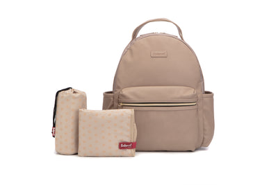 Changing Bag, Lola Vegan Leather Backpack - Almond Beige