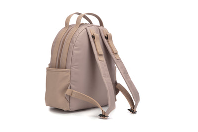 Changing Bag, Lola Vegan Leather Backpack - Almond Beige