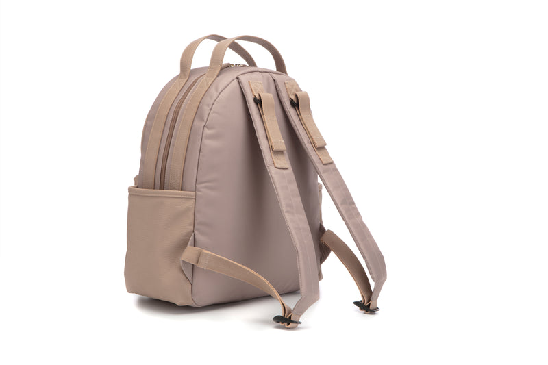 Changing Bag, Lola Vegan Leather Backpack - Almond Beige