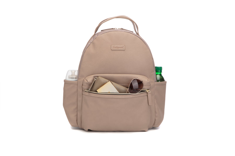 Changing Bag, Lola Vegan Leather Backpack - Almond Beige