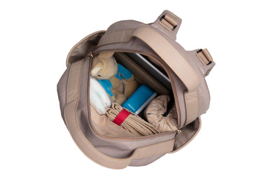 Changing Bag, Lola Vegan Leather Backpack - Almond Beige