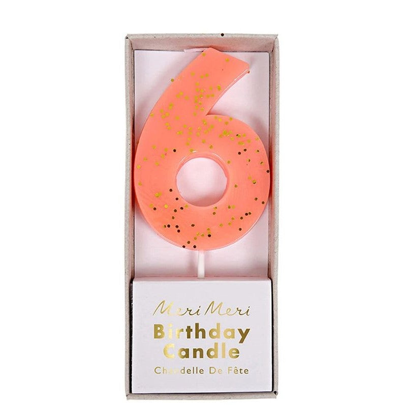 Candle, Number 6 - Coral