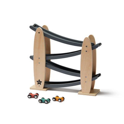 Kids Concept - Ramp Racer Car Track Including 3 Cars Natural Grey - Swanky Boutique