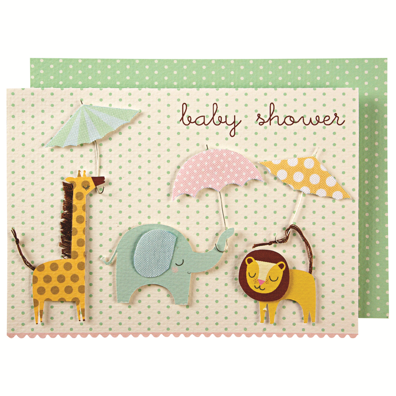 meri meri - card baby shower animals & umbrellas - swanky boutique malta
