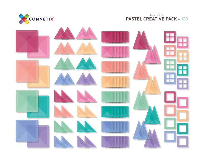 Connetix - Magnetic Tiles Pastel Rainbow Creative Pack 120 Pieces - Swanky Boutique