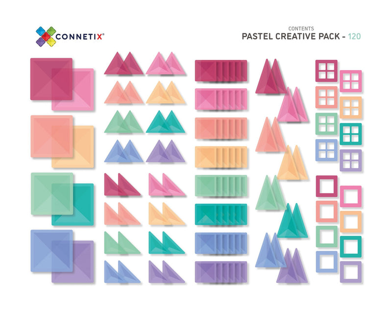 Magnetic Tiles, Pastel Rainbow - Creative Pack (120 Pieces)