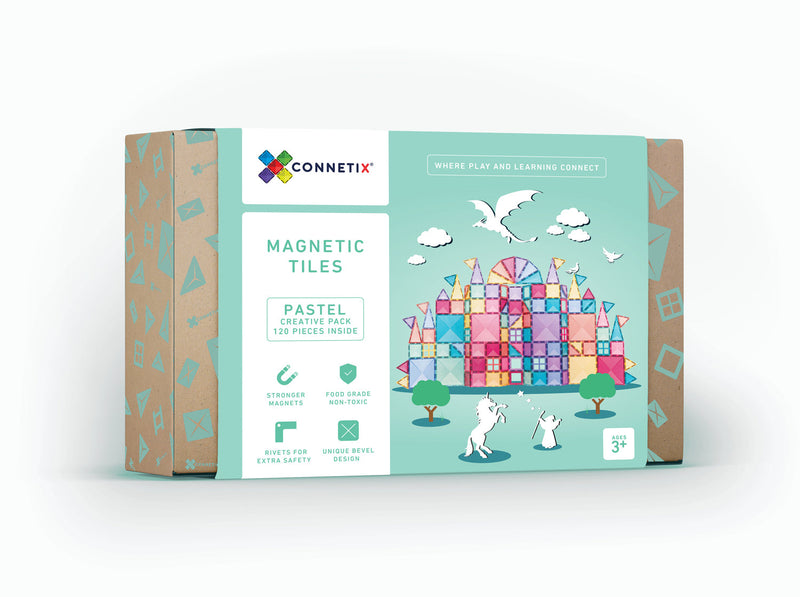 Connetix - Magnetic Tiles Pastel Rainbow Creative Pack 120 Pieces - Swanky Boutique