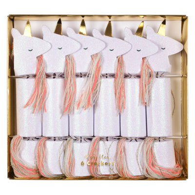meri meri - crackers 6 pack sparkling unicorn - swanky boutique malta