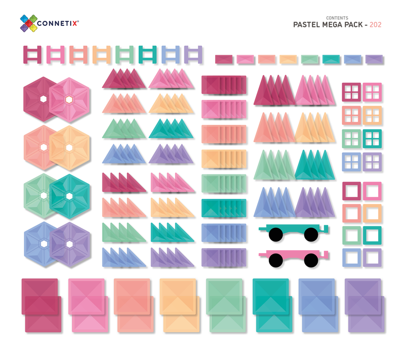 Connetix - Magnetic Tiles Pastel Rainbow Mega Pack 202 Pieces - Swanky Boutique