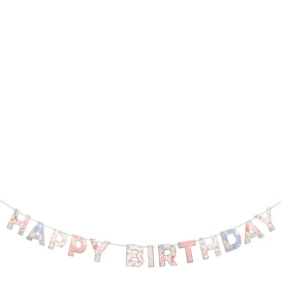 meri meri - garland 3d paper happy birthday english garden - swanky boutique malta