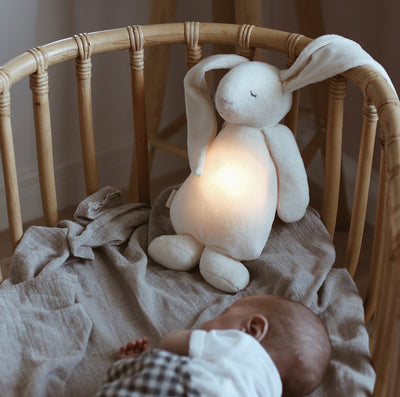 Humming Bunny with Light & Cry Sensor - Cream with Powder Pink Ears