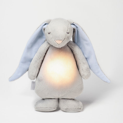 Moonie - Humming Bunny with Light & Cry Sensor Grey with Sky Blue Ears - Swanky Boutique