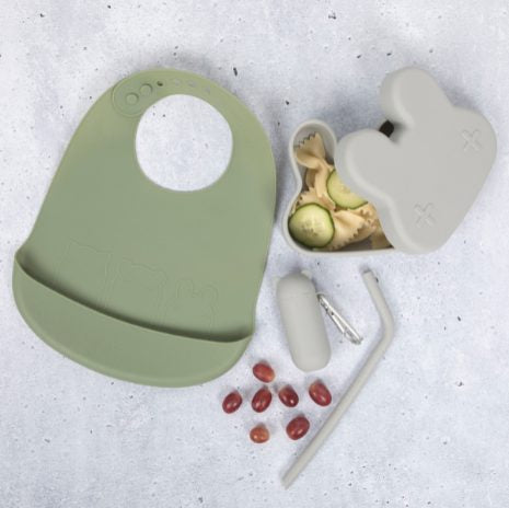 We Might Be Tiny - Bibs 2 Pack Silicone Catchie Yellow and Sage - Swanky Boutique