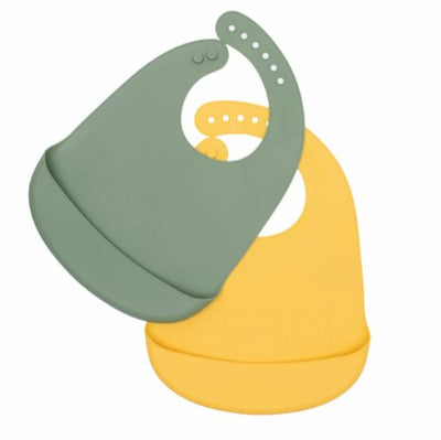 We Might Be Tiny - Bibs 2 Pack Silicone Catchie Yellow and Sage - Swanky Boutique